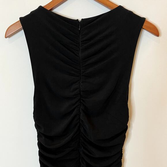 J.Crew Ruched Center Seam Dress Matte Jersey Midi Sleeveless LBD CI890 Black XS - Picture 8 of 14